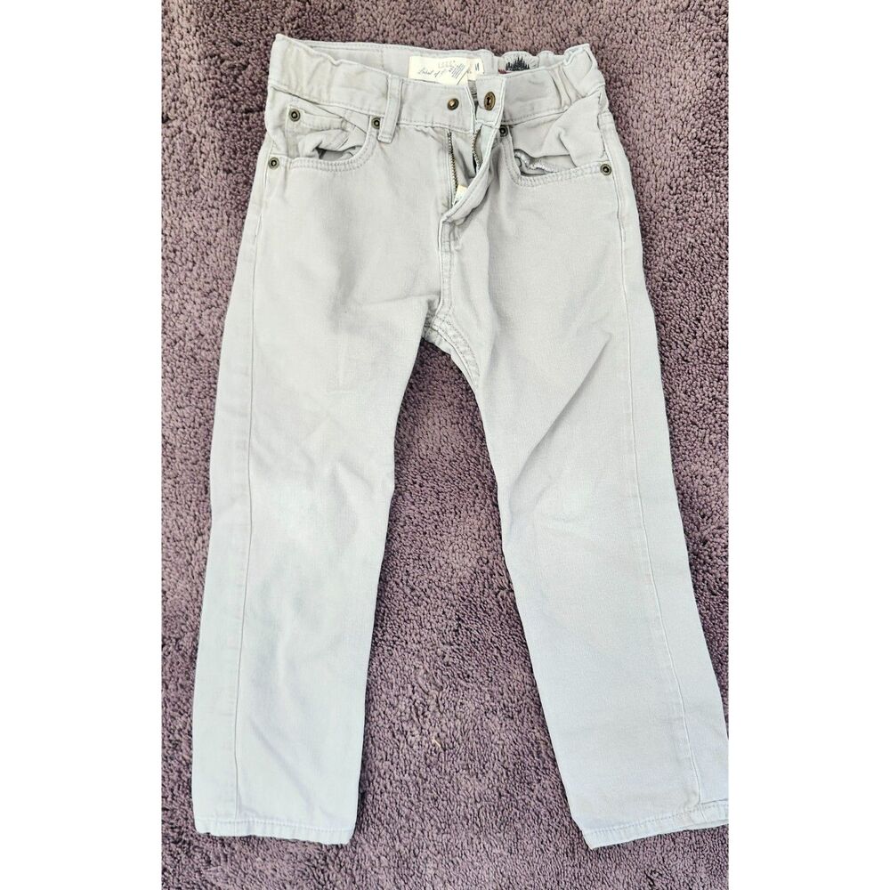Boys Gray Corduroy Straight Leg Pants - Size 4-5Y